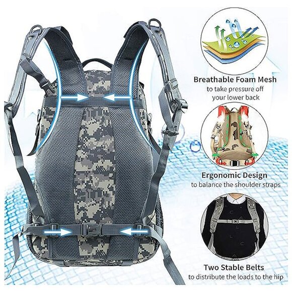 Tactical Backpack for Men Hiking Day Pack Molle Military Rucksack Acu - Picture 3 of 6